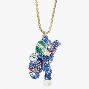 Betsey Johnson Blue Elephant Pendant Necklace